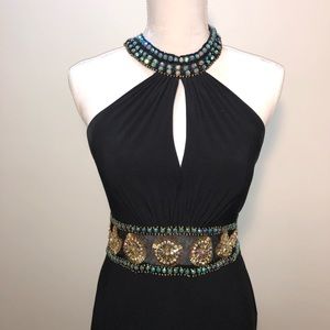 Beaded halter prom dress